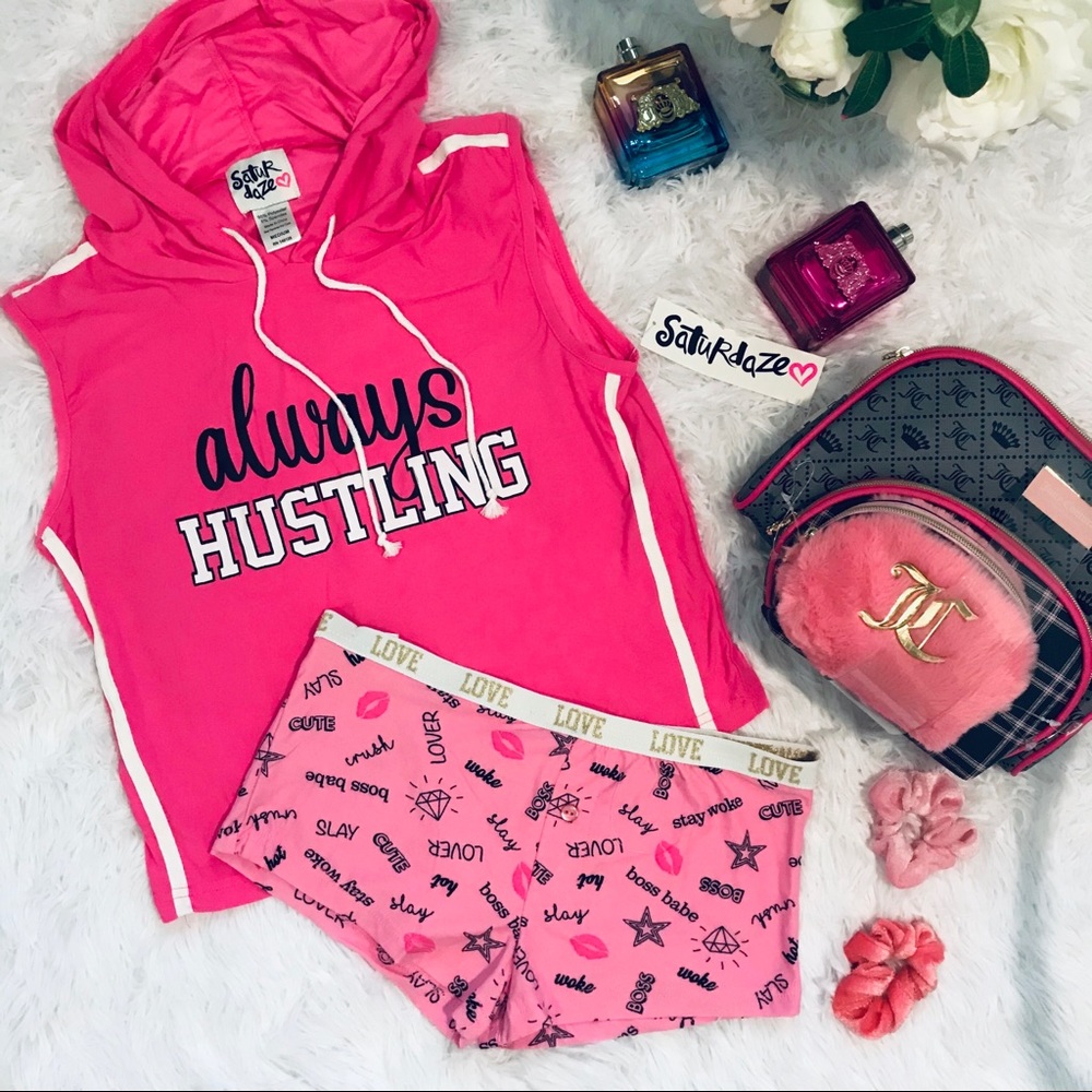 Two piece set pajama, pink pajamas,